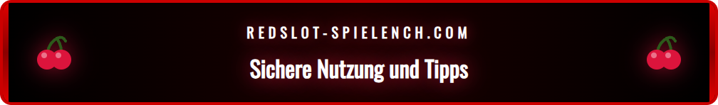 Eine Infografik, die die Schritte zur sicheren Nutzung des Redslot Glücksrads von der Anmeldung bis zur Gewinngutschrift zeigt.